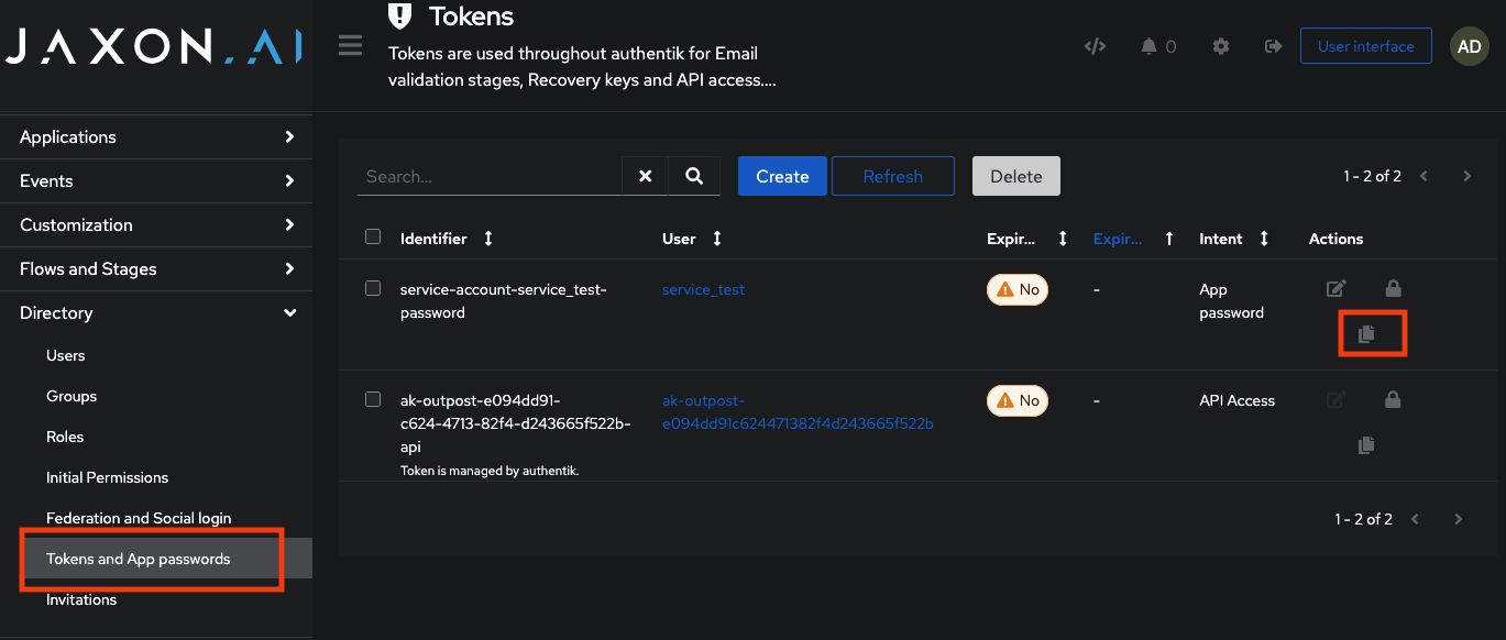 Service Account Tokens