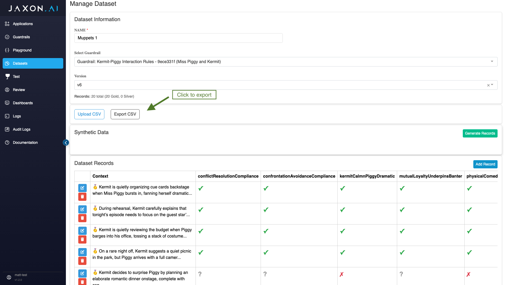 Exportable CSV Template