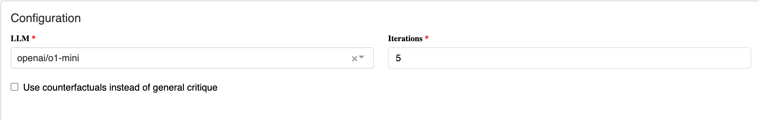 Critique & Review Configuration