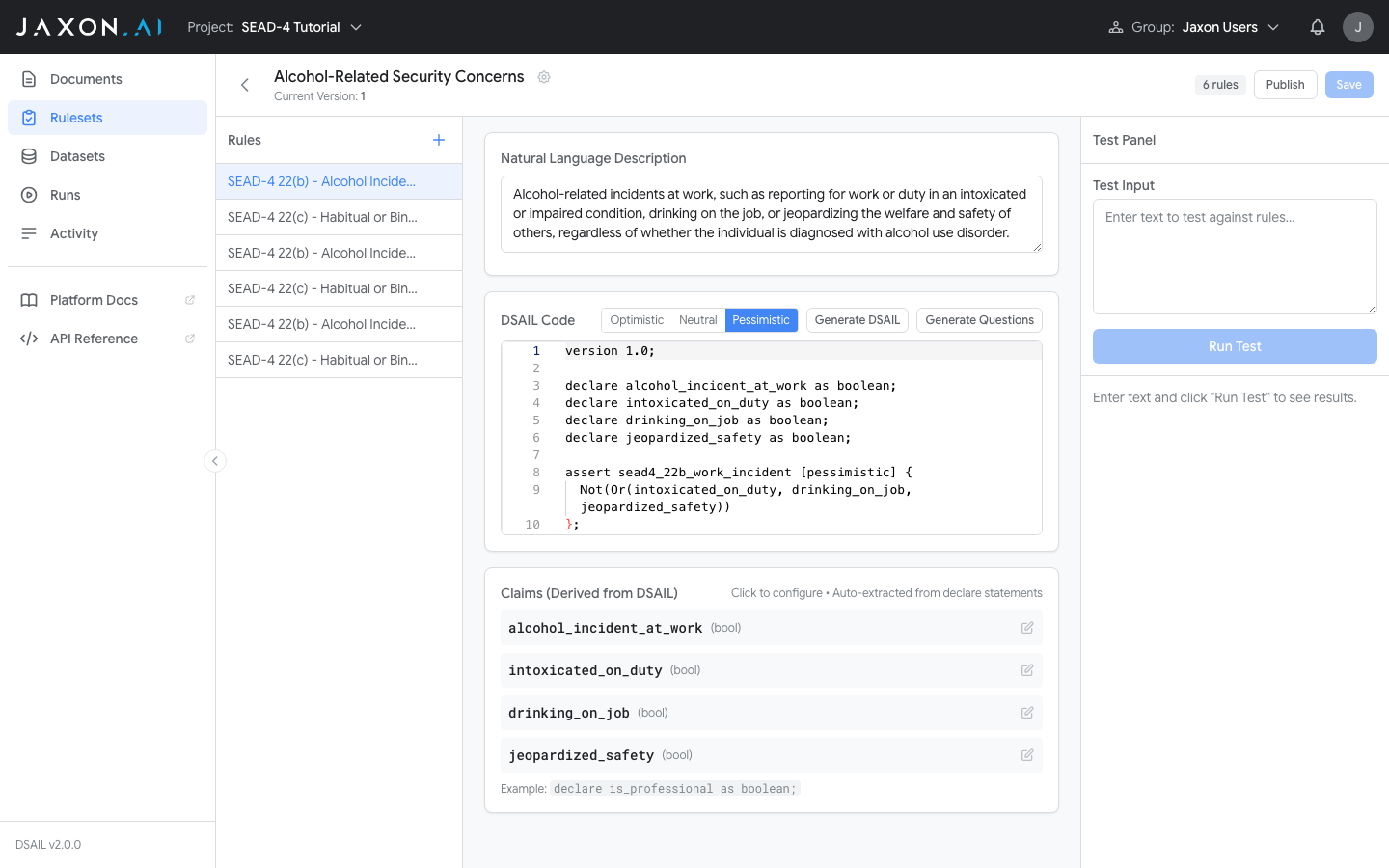 Ruleset Studio with SEAD-4 rules